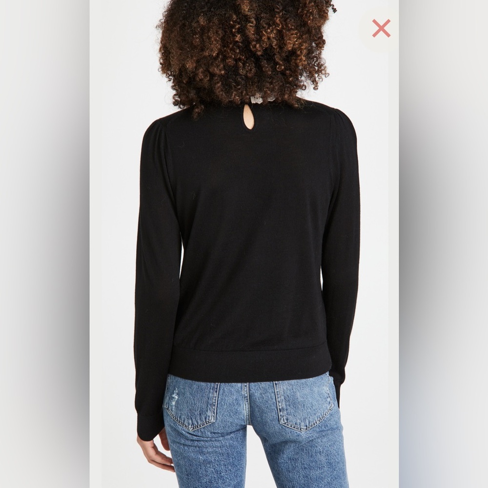 Veronica Beard Levina Sweater Black Women Ruffle Collar Pullover Top Size L - Picture 4 of 11